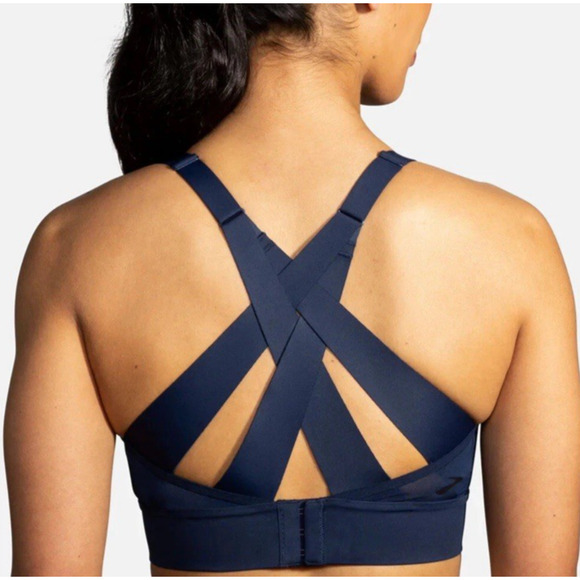 Brooks Other - Brooks Size 34 C / D Drive Interlace Sports Run Bra Navy Blue Strappy